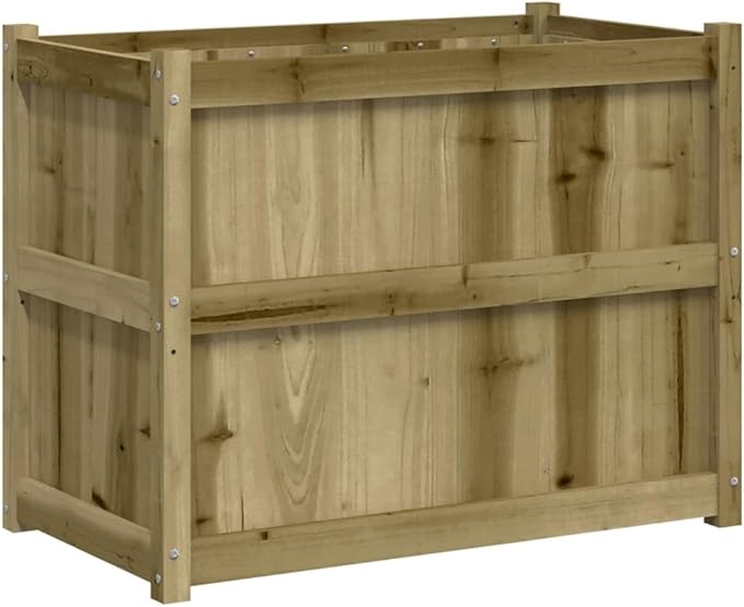 Large Garden Planter Natural Pine Treated Solid Wood 35.4x35.4x27.6 inch Durable Outdoor Raised Garden Bed for Flowers Herbs Vegetables