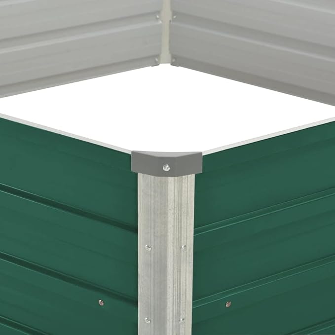 SKM Raised Garden Bed 129x129x46 cm Galvanised Steel Green (Weight-6KG)