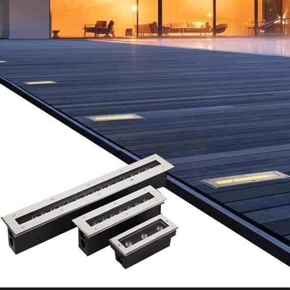Outdoor Buried Lights - LED Landscape Lights AC Embedded Rectangle Floor Lamp Ip67 ?Waterproof Ultra-Thin Spotlight Garden Backyard Patio Step Walkway Ground Light EBlue-12W-600MM