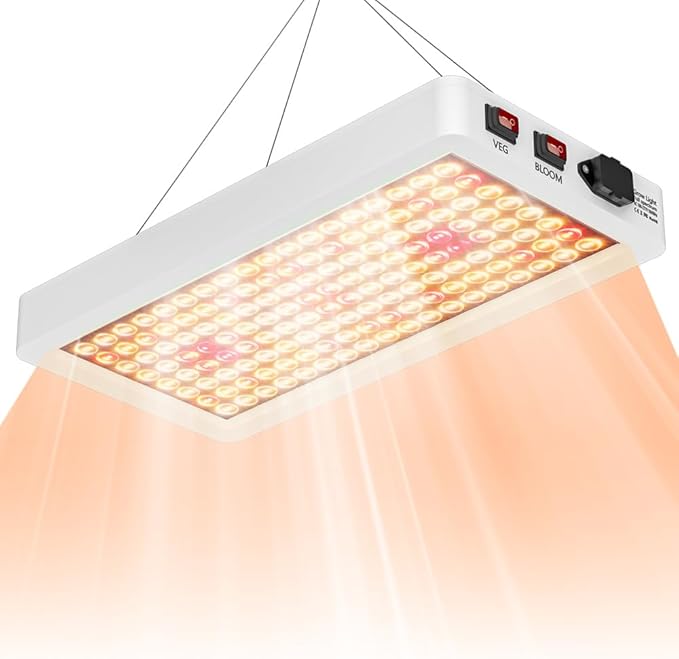 1200W Natural Sunlight Full Spectrum Dimmable Grow Light with Long-Lifespan Diodes for Indoor Plants Seed GerminationHydroponic Sunlight-Replicating Lights for Fill Lighting With Multi-Position Hooks