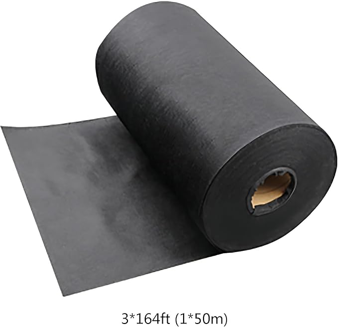 Weed Control Fabric Premium Weed Membrane Breathable Landscape Weed Barrier Tear-proof Black Woven Roll for Driveway Gravel Artificial Grass Lawn Underlay(1 * 50m)