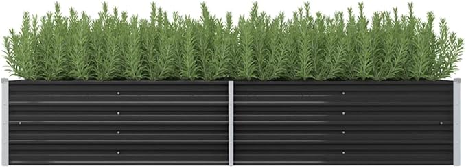 SKM Garden Raised Bed Garden Raised Bed Anthracite 94.5x31.5x17.7 Galvanized Steel