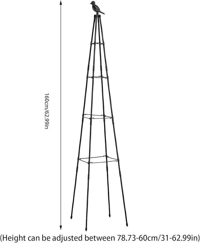 Trellis for Climbing Plants | Metal Obelisk Vertical Frame | 160cm Climbing Potted Garden Trellisfor Tomato Grape Cucumber Pea Vines Vegetable Flower Potted Indoor Outdoor