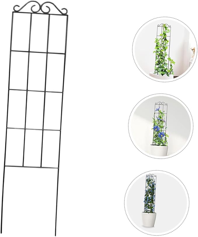 4pcs Metal Climbing Plant Bracket and Garden Trellis for Flower Pot 50x15cm Black Plant Support Frame for Indoor and Outdoor Vines and Flowers