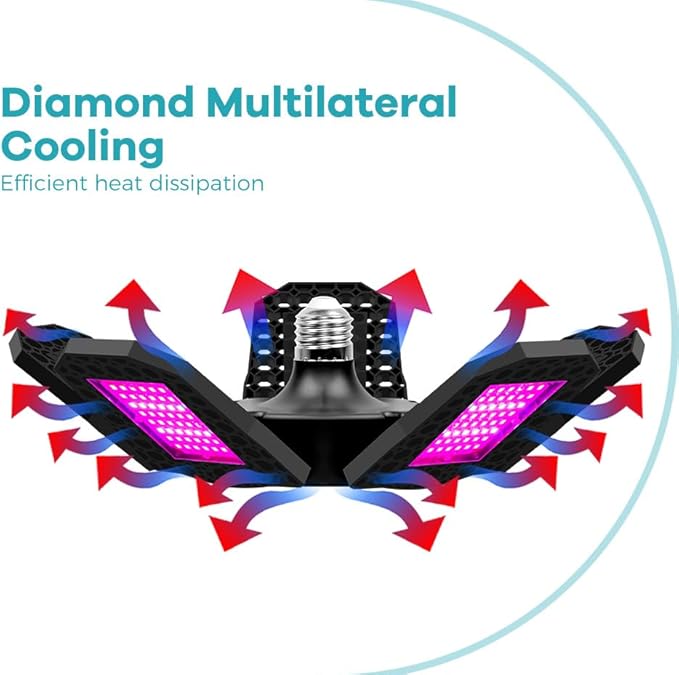 150W LED Deformable Grow Lighting 110V Red Blue Hydroponic Fill Lightings 4-Leaf Foldable Greenhouse Tent Planting Box UV/IR Vegs Flower and Fruit Cactus Potted Moss Cultivation Lamping100-277V