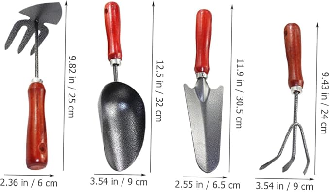 GANAZONO Garden Tool Set 4pcs Hand Trowel and Spade Shovel for Gardening Mini Narrow Shovel with Extended Handle Dual-use Cultivator and Rake Soil Scoop for Planting and Potting