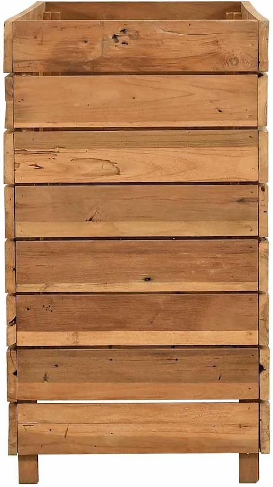 vidaXL Planter Flower Box - Recycled Teak Raised Bed with Adjustable Steel Rack for Patio/Garden