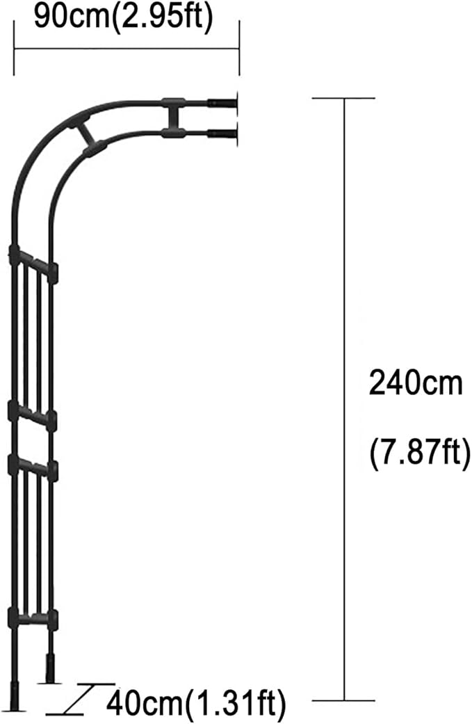 Garden Arch Arbor Trellis for Climbing Plants Outdoor Half Sided Arch Against The Wall Garden Arch Trellis Garden Trellises for Patio Lawn Backyard Black 1.96/2.95/3.93/4.92/5.9/7.21/7.87ft(90CM(2