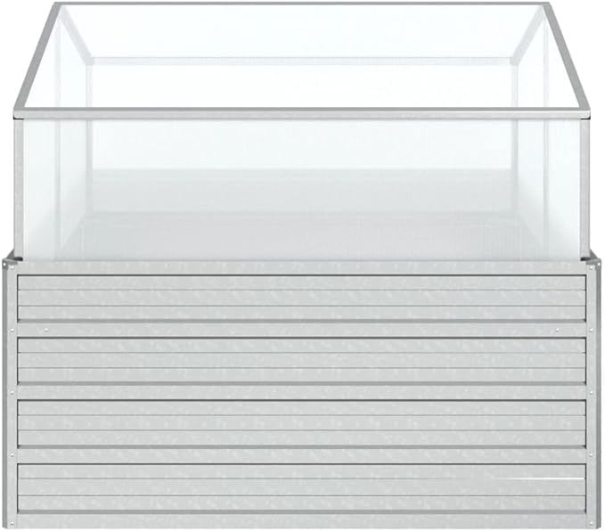 Garden Raised Bed with Greenhouse Planter With TrellisSteel Raised Garden BedGardening PotsIndustrial Rustic Planter for Gardens Patios Lawns Or Any Other Planting.39.4x39.4x33.5 Silver
