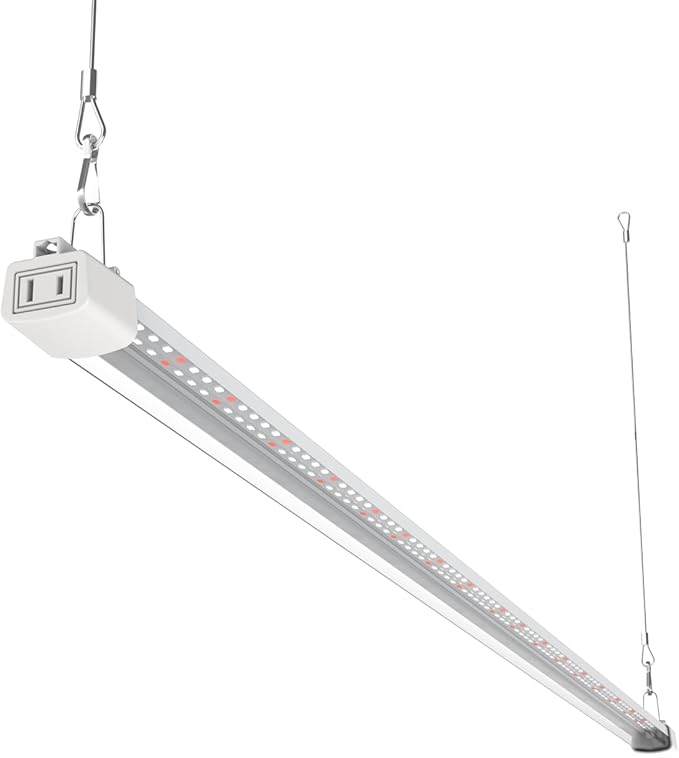 LED Grow Light 4FT Full Spectrum Compact Linkable Lighting Fixture for Indoor Greenhouse Year Round Plant Seedlings Essential Grow Slim Hanging Suspended Strip