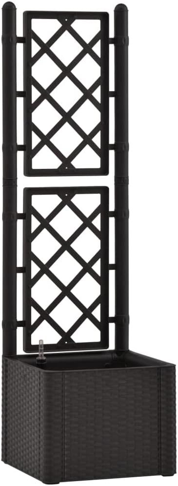 Garden Raised Bed with Trellis and Self Watering System AnthraciteRaised Garden BedRaised Planter Stand with Shelves for Growing HerbsVegetables and Flowers in Limited Garden Space