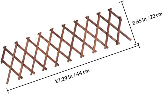 Expandable Carbonized Wood Garden Trellis 44cm X 22cm Vine Support Fence for Climbing Plants Outdoor Patio Wooden Willow Fence with 0.9cm Thickened Frame for Garden and Balcony