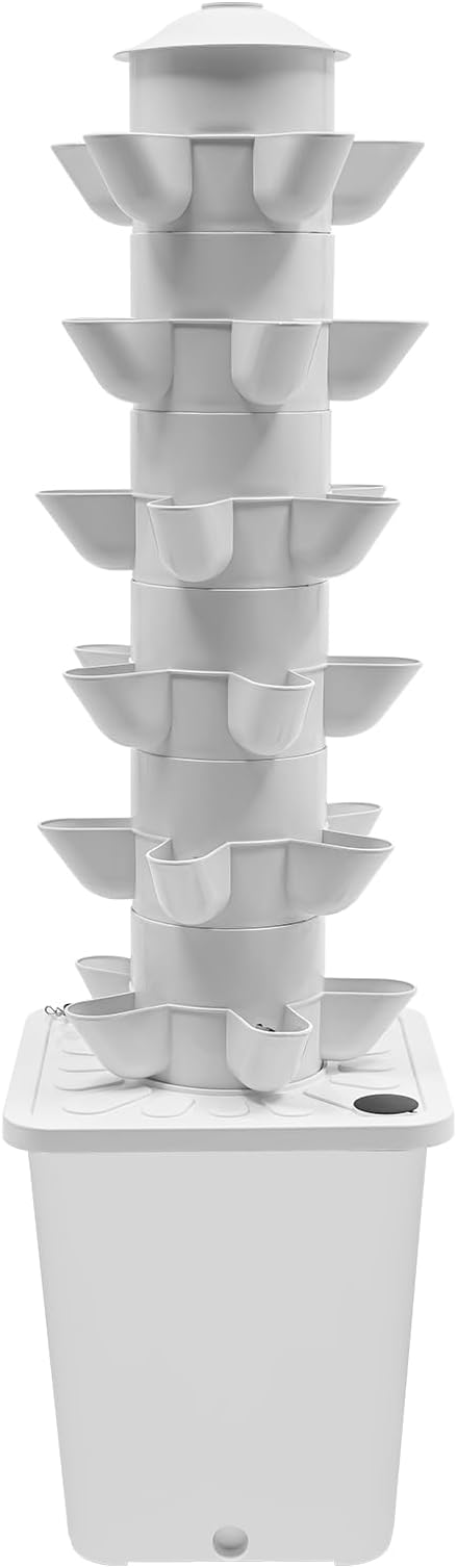 Hydroponics Growing System30 Pods Hydroponic Tower with Full-Spectrum Grow LightsIndoor Herb Garden with LED Grow LightHydroponics Growing System KitPlants Germination Kit for Indoor Herbs (White)