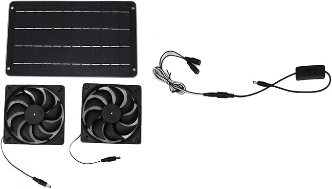 VINGVO Solar Fan Solar Heater For Chicken Coop 20W Greenhouse Heater Solar Powered Solar Powered Exhaust Fan For Outside Chicken Coops Greenhouses Sheds