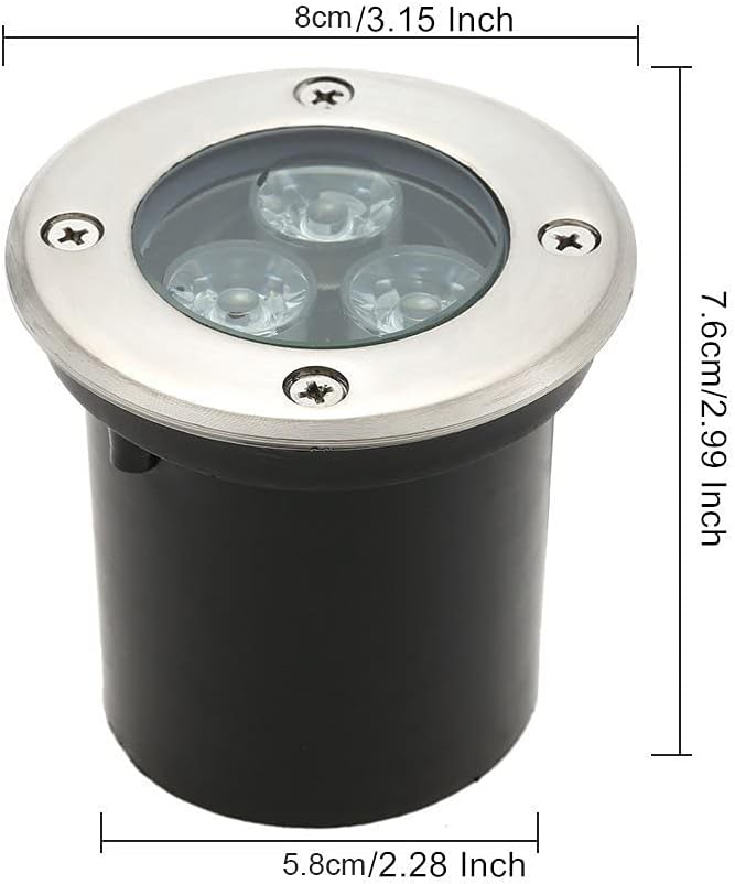 LED Spotlight LED Buried Lights3W Outdoor Recessed Round Landscape Lamp 12V/24V Ground Lights for DrivewayStepGardenPathwayPatio3 PackCool White Light12VYellow Light-12V