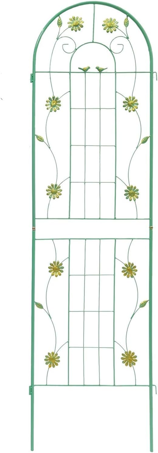 2-Pack Metal Garden Trellis for Climbing Plants Outdoor Flower Support Decorative Outdoor Trellis Green Green