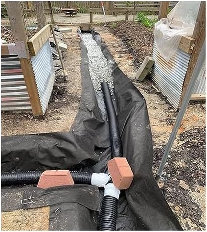 Heavy Duty French Drain System Non-Woven Geotextile Fabric Roll Garden Weed Barrier Erosion Control for Commercial Landscaping - 0.6m x 10m (2ft x 33ft)
