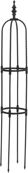 BESTonZON Outdoor Metal Garden Tower Obelisk Trellis 8mm Pipe Diameter 120cm High Climbing Plant Support Frame for Roses Vines and Vegetables