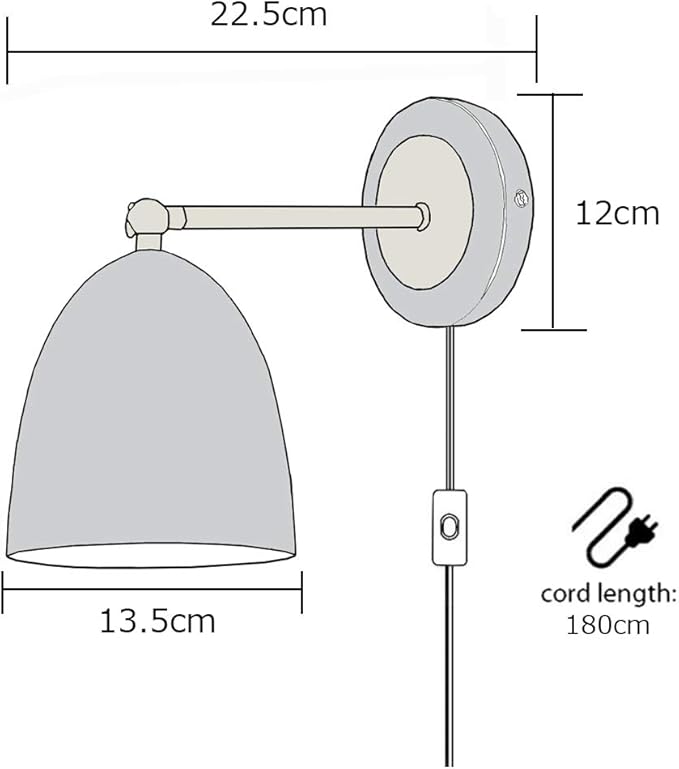 Hook Type Wall Mounted Plant Light Full Spectrum White Light 6000K 25W Bulb Black Vintage Plug in Cord Timing Wall Lamps for Indoor Growing Plants Flowers
