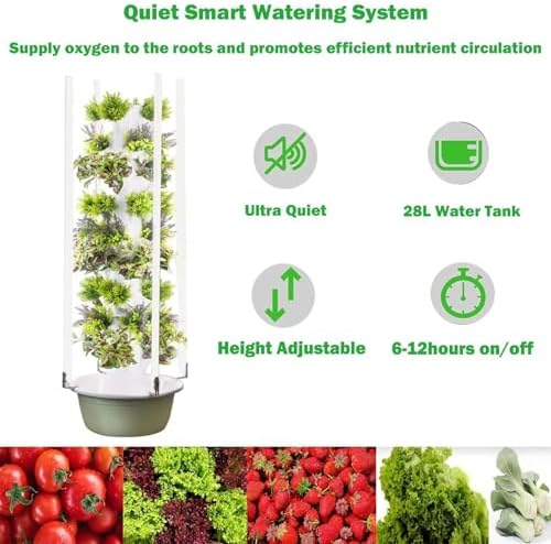 Automated Hydroponics Tower Garden System with LED Grow Lights 9-Layer Indoor Growing Kit for Herbs &amp Vegetables Complete Hydroponic Growing Solution