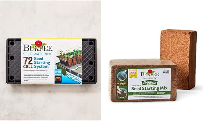 Burpee 72-Cell Self-Watering Seed Starter Bundle with Organic Coconut Coir Soil Mix