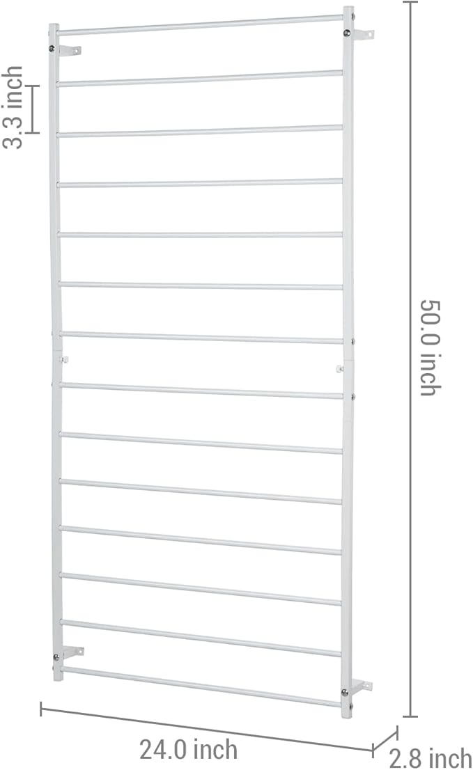 MyGift 4 Foot Tall Modern White Metal Wall Mounted Horizontal Bars Trellis Outdoor Hanging Support Frame for Climbing Garden Plants and Crawling Vines