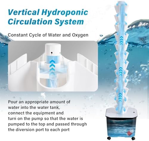 60-Plant Hydroponic Growing System Kit - 50L Large Capacity Tower with Timer &amp Water Pump - Modular Indoor/Outdoor Hydroponics for Vegetables Strawberries &amp Lettuce