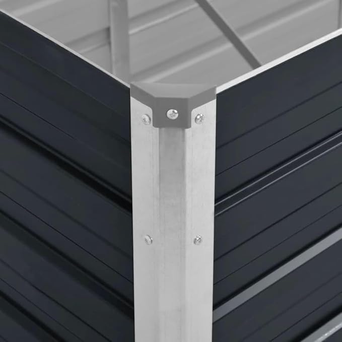 Galvanized Steel Raised Garden Bed 39.4x15.7x30.3 Anthracite Powder-Coated Planter with Open Bottom for Balcony Patio Vegetable Flower Herb Outdoor Gardening