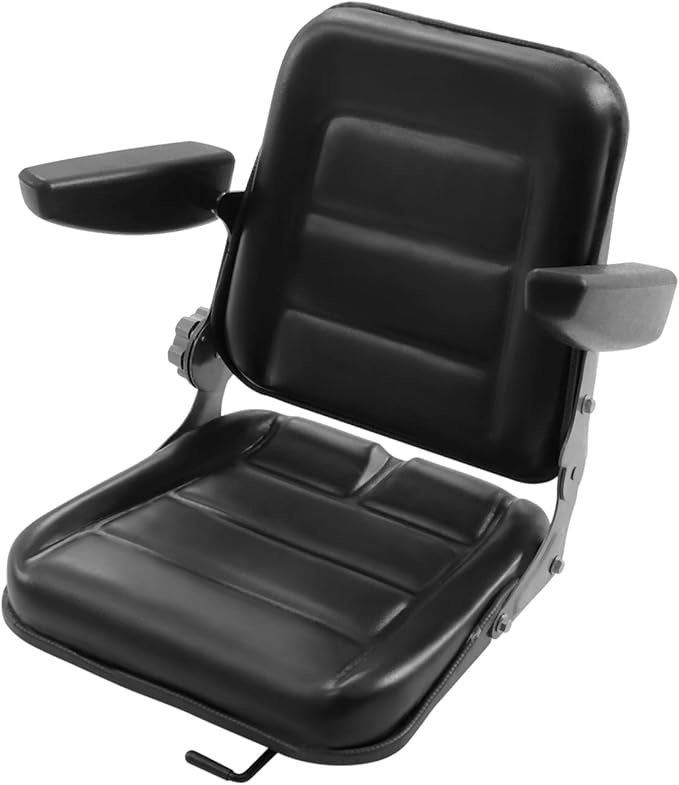 Universal Lawn Mower SeatUniversal Seat for Forklift Garden Tractor Lawn Mower w/Adjustable Backrest NEW Tractor Seat Fold Down with Armrest Headrest Seatbelt Waterproof Loader Forklift Seat