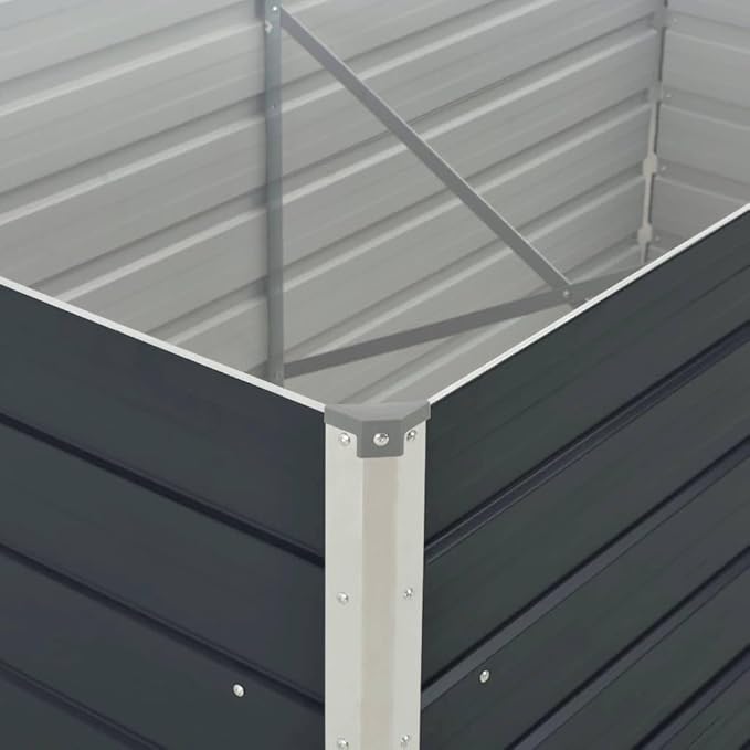 vidaXL Garden Raised Bed Galvanised Steel Rectangular Garden Planter for Flowers and Planters Raised Bed Weather-Resistant Anthracite 63x31.5x17.7