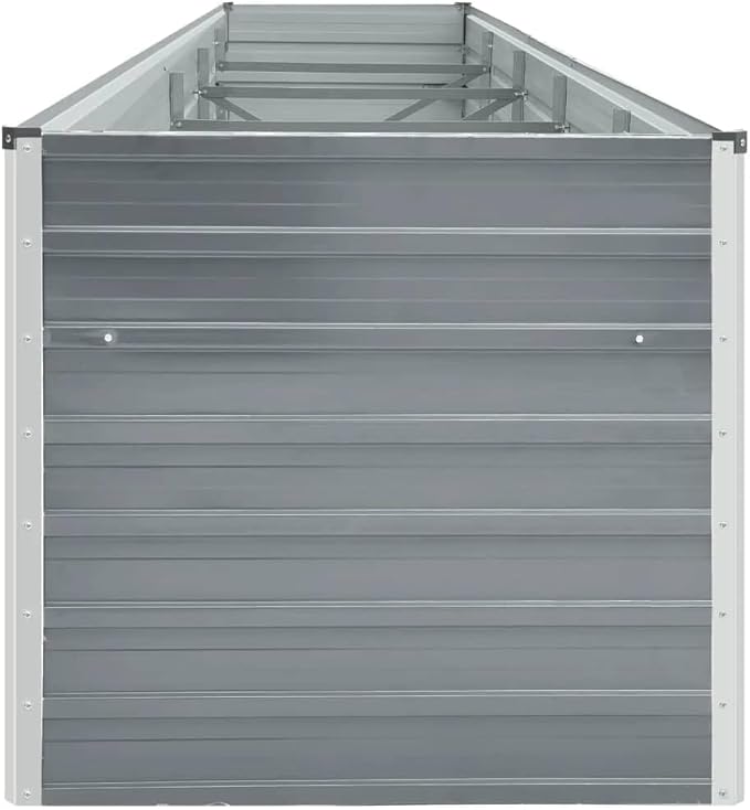 Grey Galvanized Steel Raised Garden Bed 157.5 x 31.5 x 30.3 in Outdoor Planter Box for Vegetables Flowers Herbs Easy Assembly
