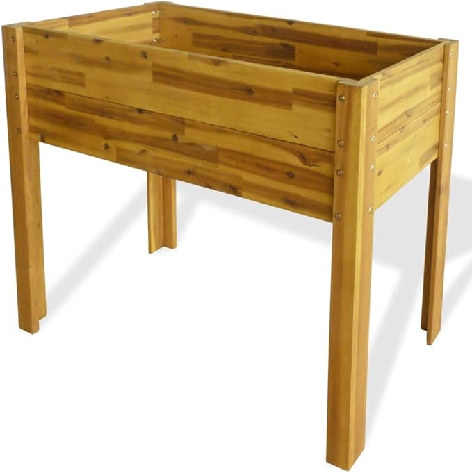 vidaXL Solid Acacia Wood Raised Garden Bed - ic Brown Raised Planter for Outdoor Planting - Weather Easy to Assemble Ideal for Flowers and Plants