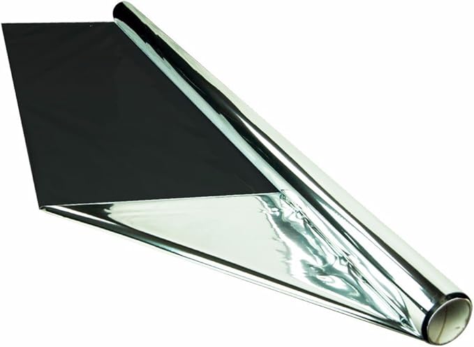 HTGSupply 25 Foot by 4 Foot Reflective Mylar On Black Poly Roll 2-Mil