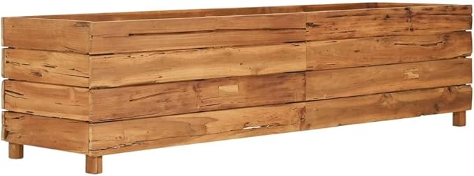 Raised Bed Garden beds Outdoor Planter Boxes Outdoor Garden Planter Suitable for Flowers Restaurants Backyard Patios 59.1x15.7x15 Recycled Teak Wood and Steel