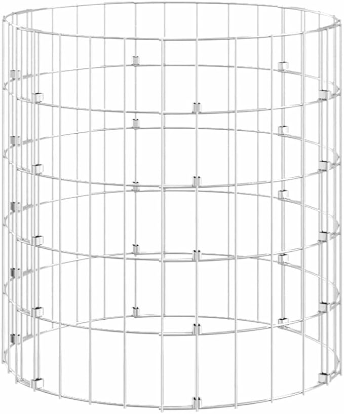 Outdoor Garden Galvanized Steel Circular Gabion Pole Patio Backyard Gabion Basket Cage Planter Stand Garden Gabion Post Raised Bed Fencing Ø19.7x19.7-177