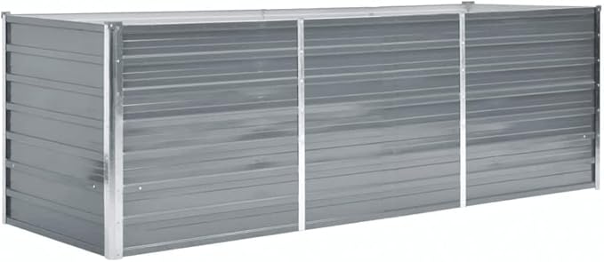 Galvanized Steel Garden Raised Bed for Vegetables Herbs Flower Large Plants Metal Planter Box Outdoor Gardening 94.5-inch Gray