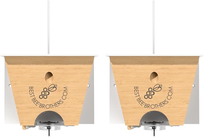 Best Bee Brothers Turbo Trap 2.0 Professional-Grade Carpenter Bee Trap for Outside with Bee Vault Large Viewport &amp Spring-Loaded Door 4.1” W x 4.8” H x 5.9” D White (2 Pack)