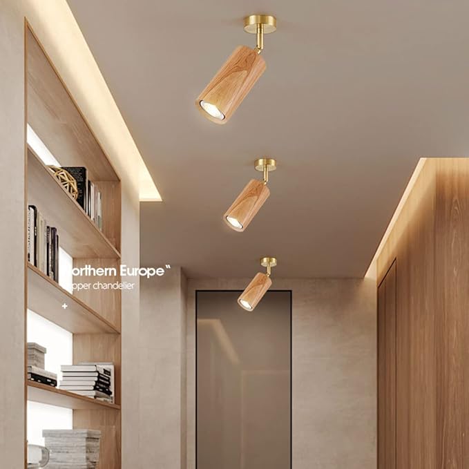 Led Fixed Track Lighting Wood Ceiling Spotlight 360°+180° Adjustable Mount Accent Spot Lamp Directio l Spotlights/Wall Lamps for Commercial Household