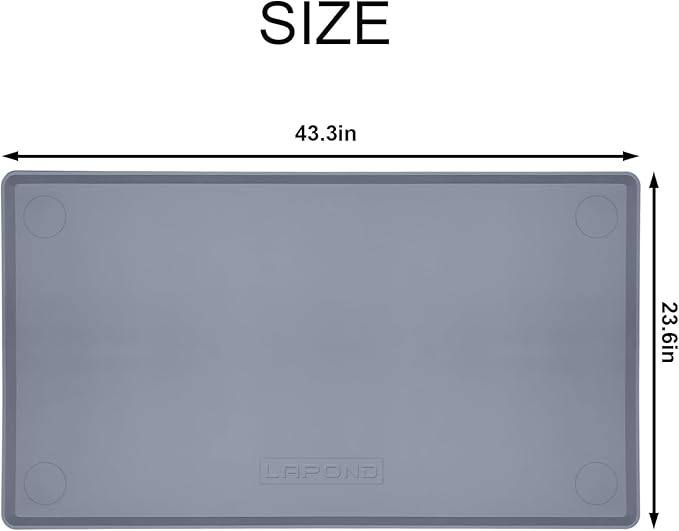 Silicone Waterproof Mat for Hydroponics Growing System IndoorWater Bucket MatEasy to Clean and Non-Slip43.3 x 23.6 InchesGray