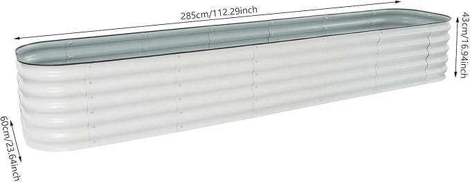 White Raised Garden Bed Kit 112” 14-in-1Metal Planter Box Aluminum-Zinc Plated Steel Planter Box for Outdoor Plants Vegetables Flowers &amp Herbs (Large)