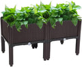 Elevated Planters Raised Garden Beds Plastic Vegetables Plant Raised Bed Kits Set of 2 Flowers Vegetables Growing Box with Legs &amp Drainage Holes for Garden Patio Balcony Restaurant Espresso