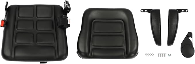 Universal Forklift Seat Forklift Seat with Automatic Safety Belt &amp Armrests Foldable Lawn Mower Seat with Pre-Drilled Holes for Garden Excavator Bulldozer Trencher (D)