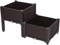 Raised Garden Bed with Legs Outdoor Plastic Elevated Planter Box Free Splicing Growing Bed with Rattan Pattern &amp Drainage Holes for Vegetables Herbs and Flowers Brown 2 Sets