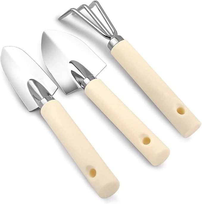 Garden ShovelGarden Trowel 3pcs Mini Garden Shovel Rake Spade Bonsai Tools Set Wooden Handle for Flowers Potted Plant Garden Tools (Color : 2)