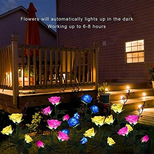 Plant Growing Lamps Solar Flower Light Rose Flower Lamp Led Solar Light for Garden Decoration Waterproof Outdoor Landscape Lawn Lamp for Patio Yard(1)