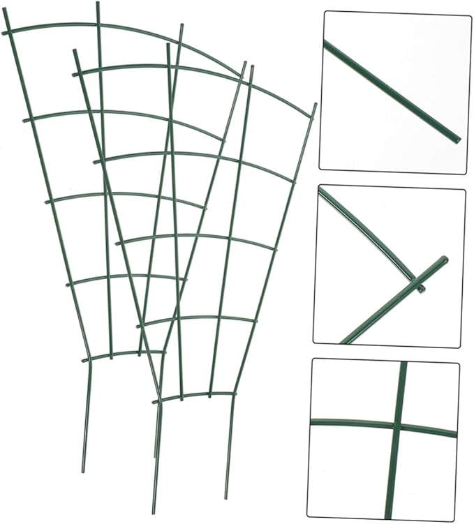 VICASKY 3pcs Potted Plant Pergola Plant Support Pea Trellis Garden Trellis for Climbing Plants Outdoor Cucumber Rack Tomato Trellis for Raised Garden Bed Topiary Frame Green Iron