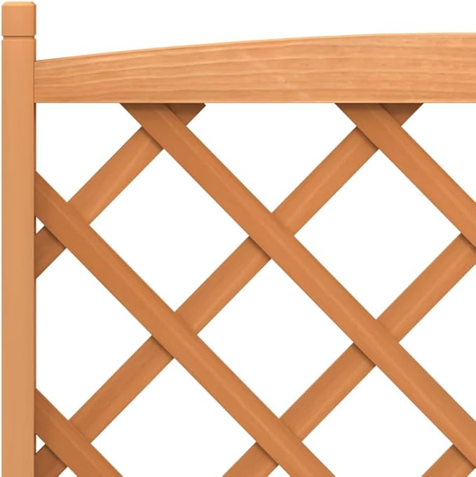 Solid Wood Garden Planter with Trellis Wood Raised Garden Bed Planter with Trellis Outdoor Garden Box for Climbing Plants Brown Solid Wood Fir-771