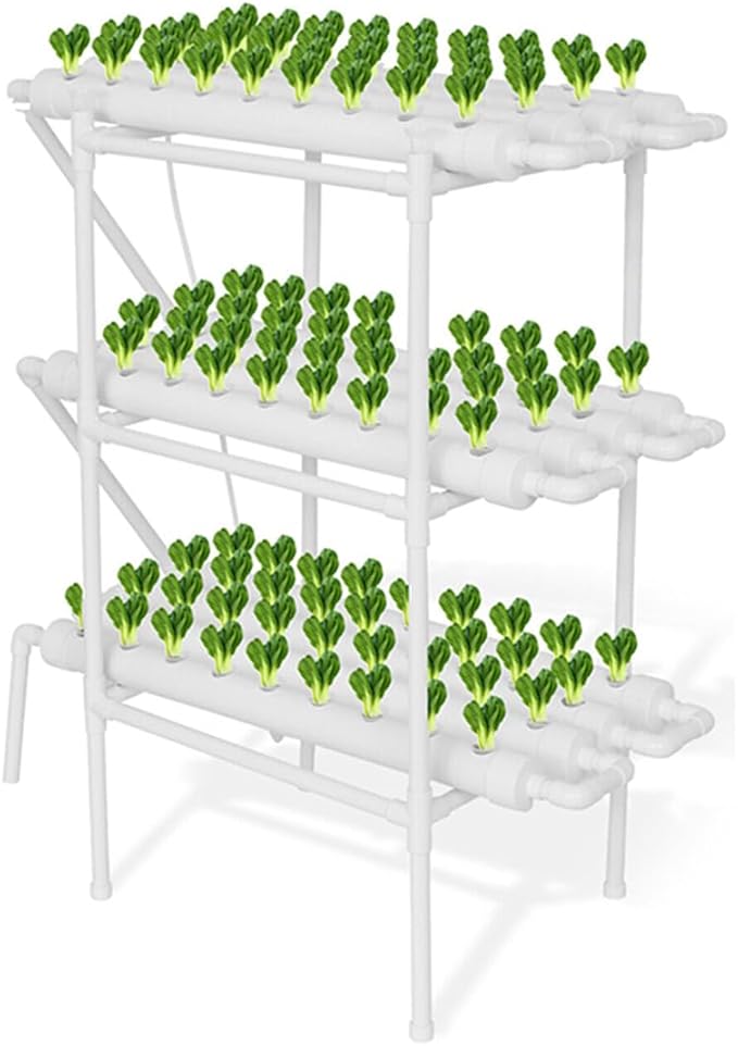 Hydroponics Growing System KitBalcony-Type Hydroponic Vegetable Growing MachinePVC Plant Sites with 108 Plant SitesGardening System Grow Kit with Water Pump Timerfor VegetablesFruitsHerbA