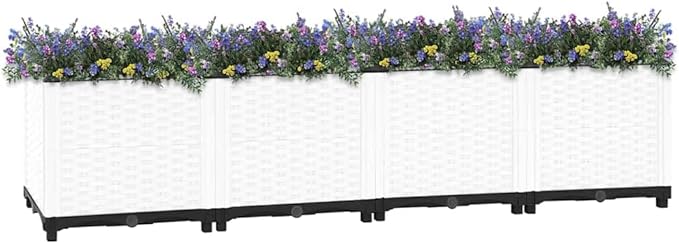 SKM Raised Bed White Polypropylene Large Durable Raised Garden BedWhite (Weight 18.01KG)