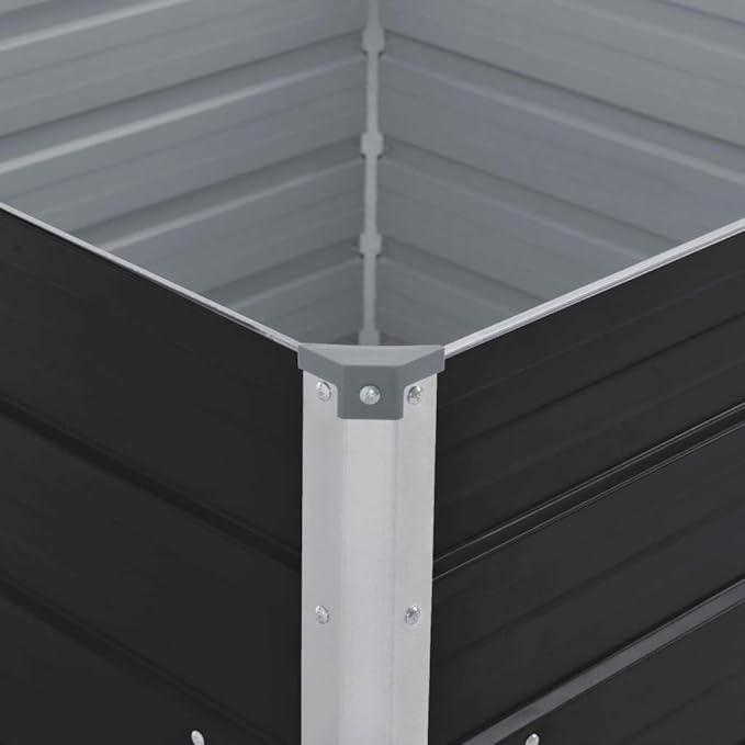 Raised Garden Planter Raised bedsGalvanized PlanterFlower BedTroughMetal PlanterRaised Garden BedBed 39.4x39.4x17.7 Galvanized Steel Anthracite